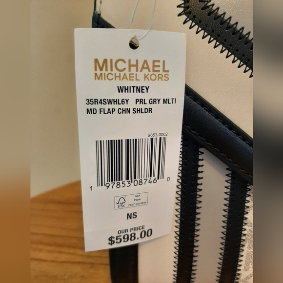 Michael Kors New Black & White Shoulder Bag New With Tag - Picture 4 of 5